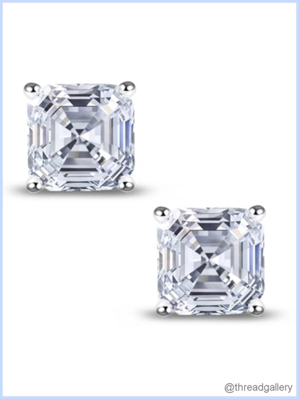 Asscher Cut CZ Stud Earrings 925 Sterling Silver 18K Gold Plated